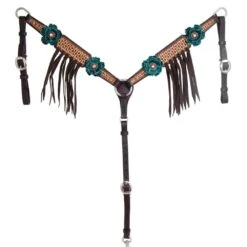 Circle Y Saddlery NRS By Vintage Turquoise Flower Breast Collar -Saddle Gear Pro Sales 1012 20 SV 1