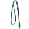 Rafter T Ranch Company Leather Barrel Rein With Turquoise Braid