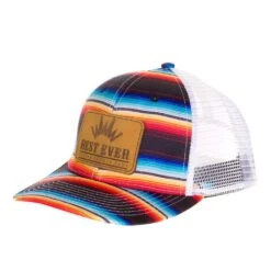 Best Ever Pads Saddle Serape Print Leather Logo Patch Mesh Back Trucker Cap