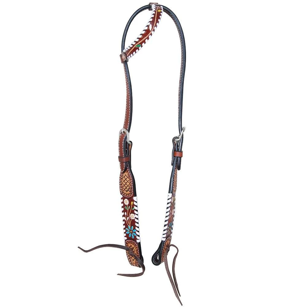 Rafter T Floral Vine Single Ear Headstall 1 Rafter T Floral Vine Single Ear Headstall