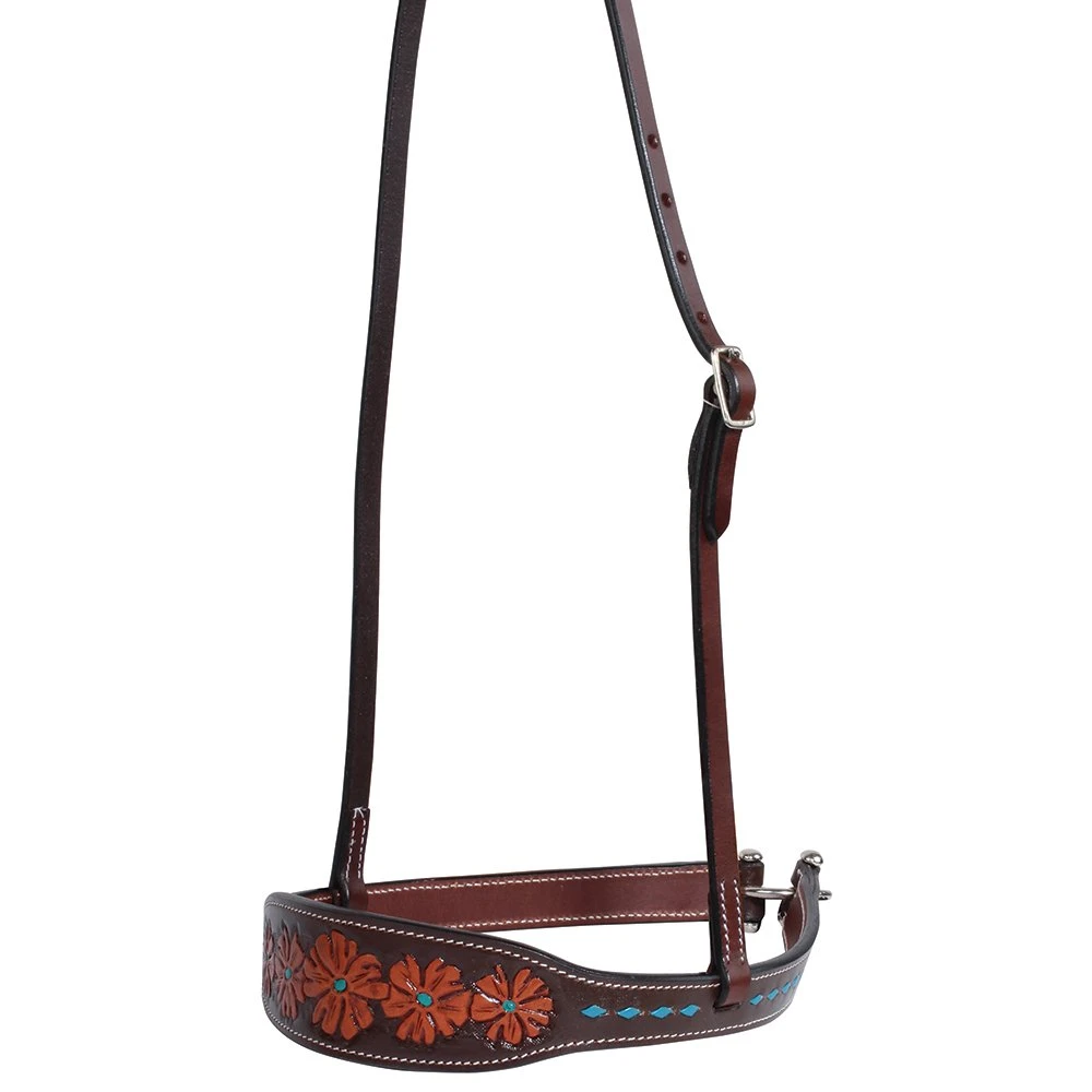 Professionals Choice Chocolate Turquoise Floral Noseband 1 Professionals Choice Chocolate Turquoise Floral Noseband