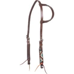 Cashel Company Chocolate/Tan Beaded Slip Ear Headstall