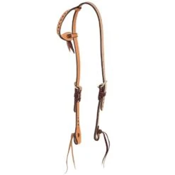 Cowboy Tack 5/8in Roughout Buckstitch Single Ear Headstall With Cowboy Knots