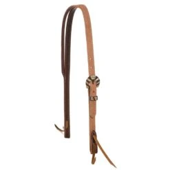 Cowperson Roughout Slit Ear Headstall With Antique Bar Buckle