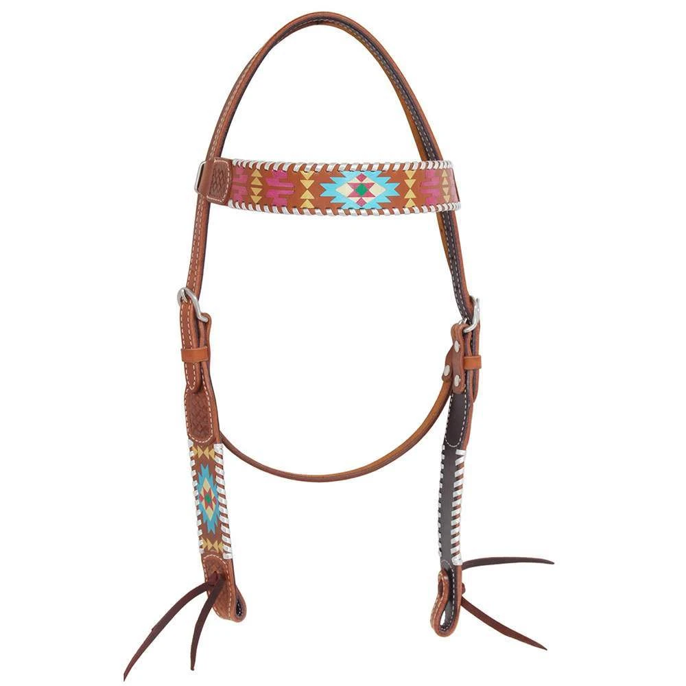 Rafter T Ranch Company Painted Aztec Browband Headstall 1 Rafter T Ranch Company Painted Aztec Browband Headstall