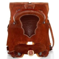 Nrs Competitors NRS Competitor Series Chestnut Rough Out Team Roper Saddle With Inlaid Red Bullhide Seat -Saddle Gear Pro Sales 1411841C 3