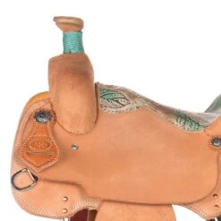 Nrs Competitors NRS Competitor Natural All Around Saddle With Turquoise Feather Seat -Saddle Gear Pro Sales 1412070 4