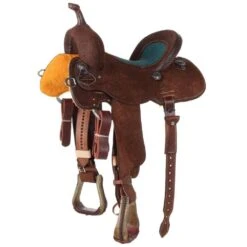 Nrs Competitors Chocolate Roughout Barrel Saddle With Inlaid Floral Turquoise Seat -Saddle Gear Pro Sales 1412155RW 1