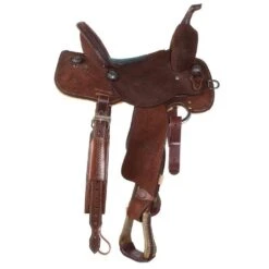 Nrs Competitors Chocolate Roughout Barrel Saddle With Inlaid Floral Turquoise Seat -Saddle Gear Pro Sales 1412155RW 2