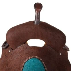 Nrs Competitors Chocolate Roughout Barrel Saddle With Inlaid Floral Turquoise Seat -Saddle Gear Pro Sales 1412155RW 3
