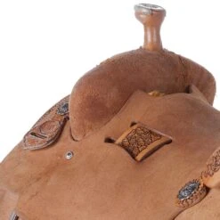 Nrs Competitors Natural Antique Loop Seat Floral Team Roper With Tooled Leathers -Saddle Gear Pro Sales 1412177A 4