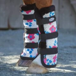 Mackey Equine Accessories Modern Vintage Poppy Floral Mesh Fly Boot With Fleece Binding