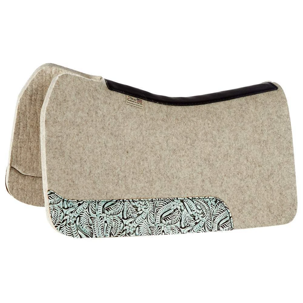 5 Star Equine Products Supplies Inc. 5 7/8in. Natural Flex Fit Barrel Racer Pad W/ Turquoise Dallas Floral Wear Leathers 30in.x28in. 1 5 Star Equine Products Supplies Inc. 5 7/8in. Natural Flex Fit Barrel Racer Pad W/ Turquoise Dallas Floral Wear Leathers 30in.x28in.