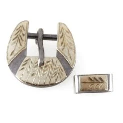 Cowpuncher 3/4 Inch Silver Mounted 2 Piece Buckle Set