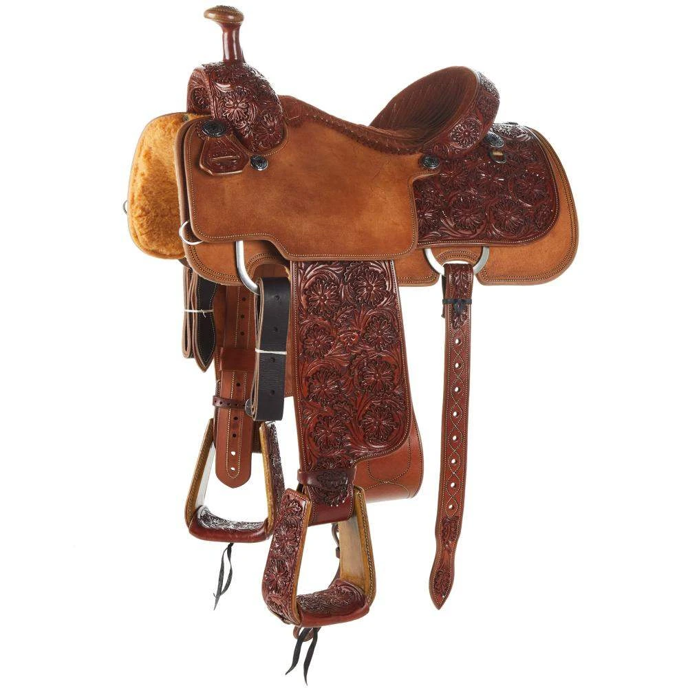 Tomahawk 3/4 Breed Floral Team Roper With Quilted Seat 1 Tomahawk 3/4 Breed Floral Team Roper With Quilted Seat