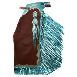 Saddle Barn Tack Brown Turquiose And Gold Rodeo Chaps