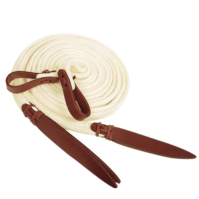 Mustang Split Braided Reins W/Leather Poppers 1 Mustang Split Braided Reins W/Leather Poppers