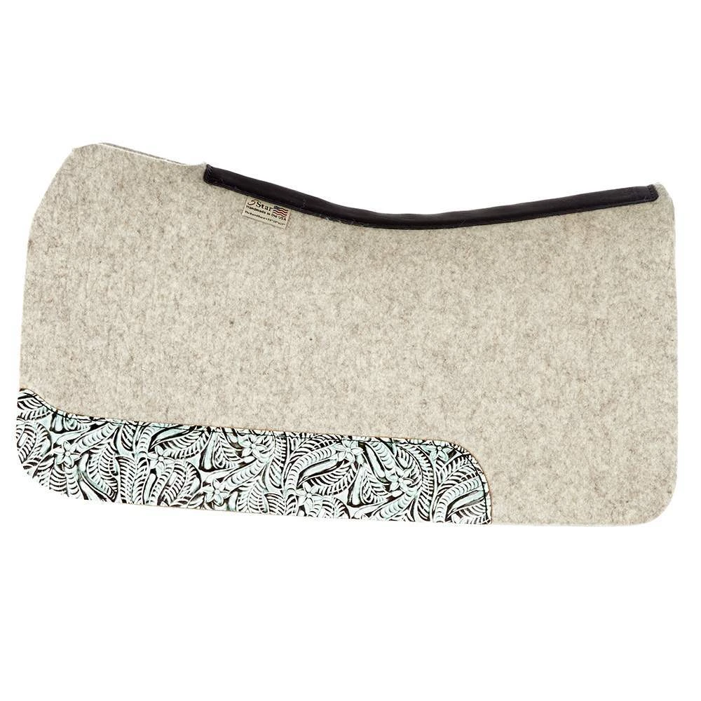 5 Star Equine Products Supplies Inc. 5 7/8in. Natural Flex Fit Barrel Racer Pad W/ Turquoise Dallas Floral Wear Leathers 30in.x28in. 2 5 Star Equine Products Supplies Inc. 5 7/8in. Natural Flex Fit Barrel Racer Pad W/ Turquoise Dallas Floral Wear Leathers 30in.x28in. - Image 2