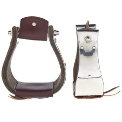 Partrade Trading Corporation Open Range 3 /4in. Dark Wood Monel Stirrups -Saddle Gear Pro Sales 330563 1