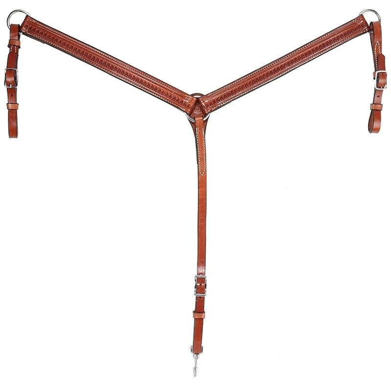 Circle Y Saddlery Reg Oil 1 1/2in. Shell Tooled Breast Collar 1 Circle Y Saddlery Reg Oil 1 1/2in. Shell Tooled Breast Collar