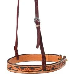 NRS Floral Tooled Noseband With Handpainted Black Background