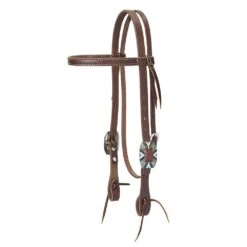 Weaver Leather Browband Headstall W/Southwest Rope Edge Buckle