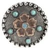 Augus Silversmiths Llc Copper Flower With Turquoise Stone And Crystal 1 1/2 Inch Concho