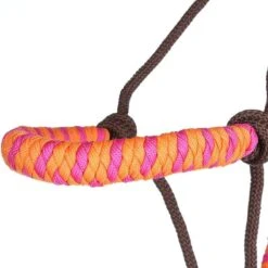 Classic Nylon Two Tone Rope Halter -Saddle Gear Pro Sales HALTER15 ORANGE FUCHIA 11