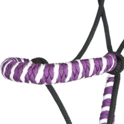 Classic Nylon Two Tone Rope Halter -Saddle Gear Pro Sales HALTER15 PURPLE WHITE 11