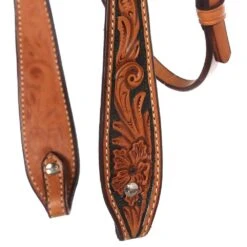 NRS Tooled Browband Headstall W/ Painted Black Background -Saddle Gear Pro Sales HDS142 1