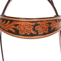 NRS Tooled Browband Headstall W/ Painted Black Background -Saddle Gear Pro Sales HDS142 2