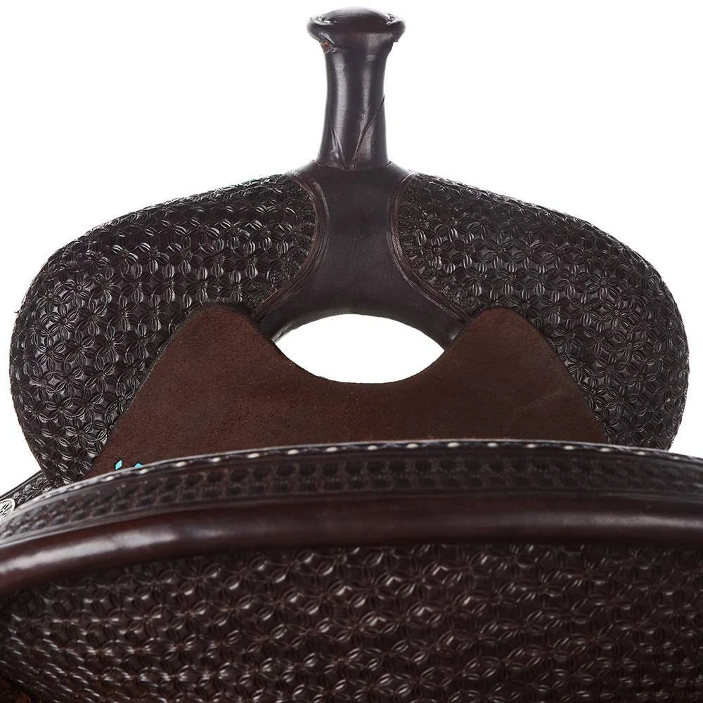 Martin Saddlery Crown C Chocolate Barrel Saddle With Snowflake Tooling 4 Martin Saddlery Crown C Chocolate Barrel Saddle With Snowflake Tooling - Image 4