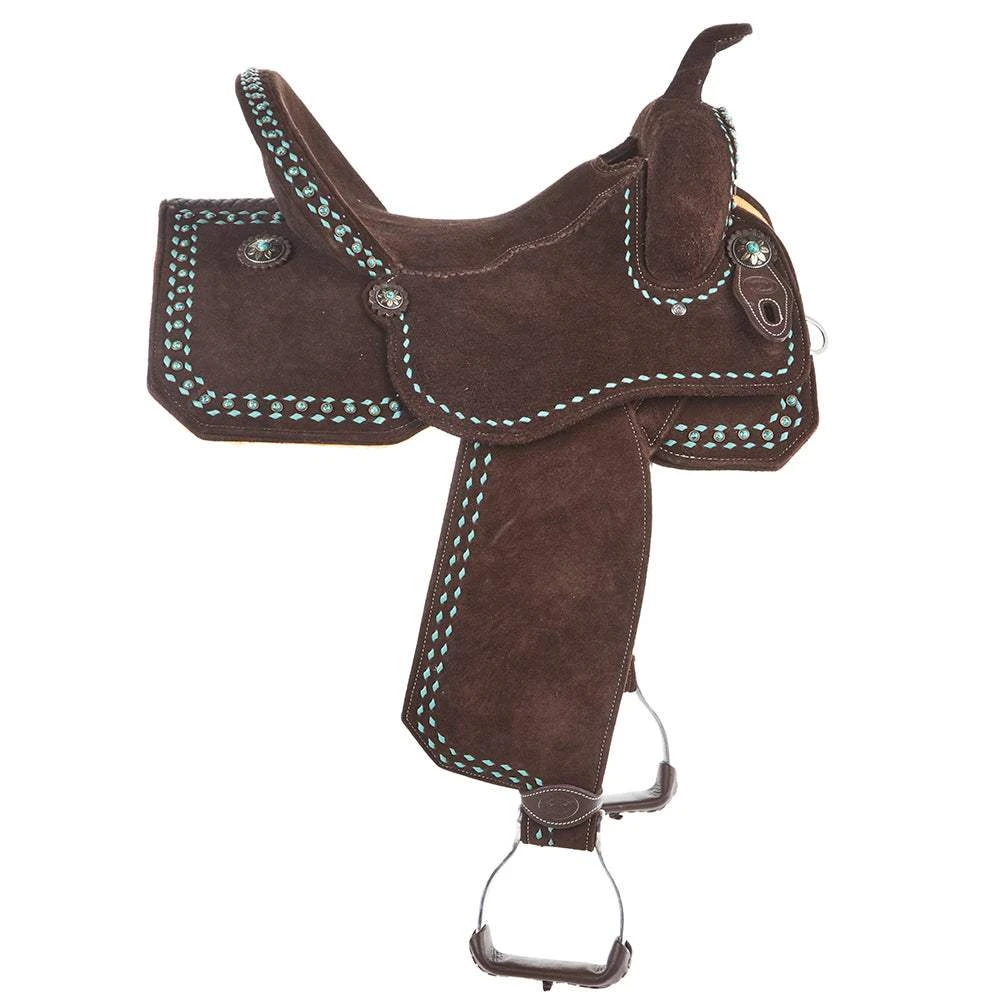 Tomahawk Chocolate Roughout 14 Inch Lightweight Barrel Saddle With Buckstitch 2 Tomahawk Chocolate Roughout 14 Inch Lightweight Barrel Saddle With Buckstitch - Image 2