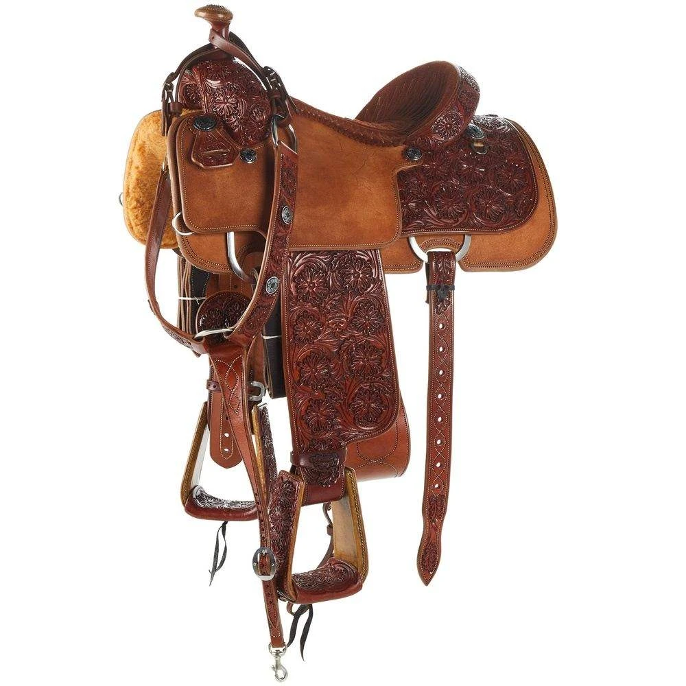 Tomahawk 3/4 Breed Floral Team Roper With Quilted Seat 2 Tomahawk 3/4 Breed Floral Team Roper With Quilted Seat - Image 2