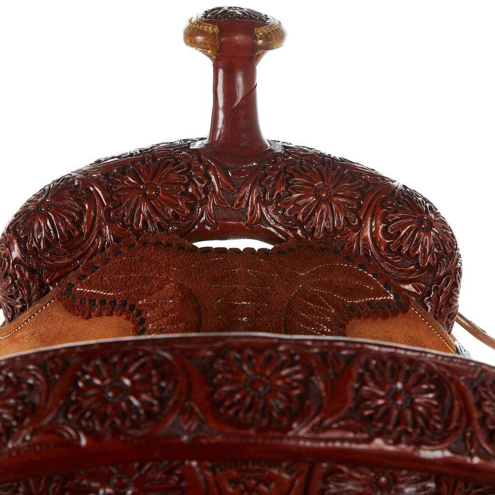 Tomahawk 3/4 Breed Floral Team Roper With Quilted Seat 4 Tomahawk 3/4 Breed Floral Team Roper With Quilted Seat - Image 4