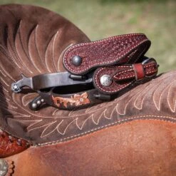 Cowboy Tack Mens Rosewood Spider Stamp Cowboy Spur Straps -Saddle Gear Pro Sales WS100108 1717 MEN l